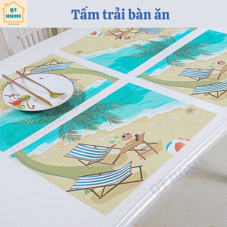 Tấm Trải Bàn Ăn PVC Cách Nhiệt Trang Trí Bàn Ăn Với Hình Vẽ Dễ Thương