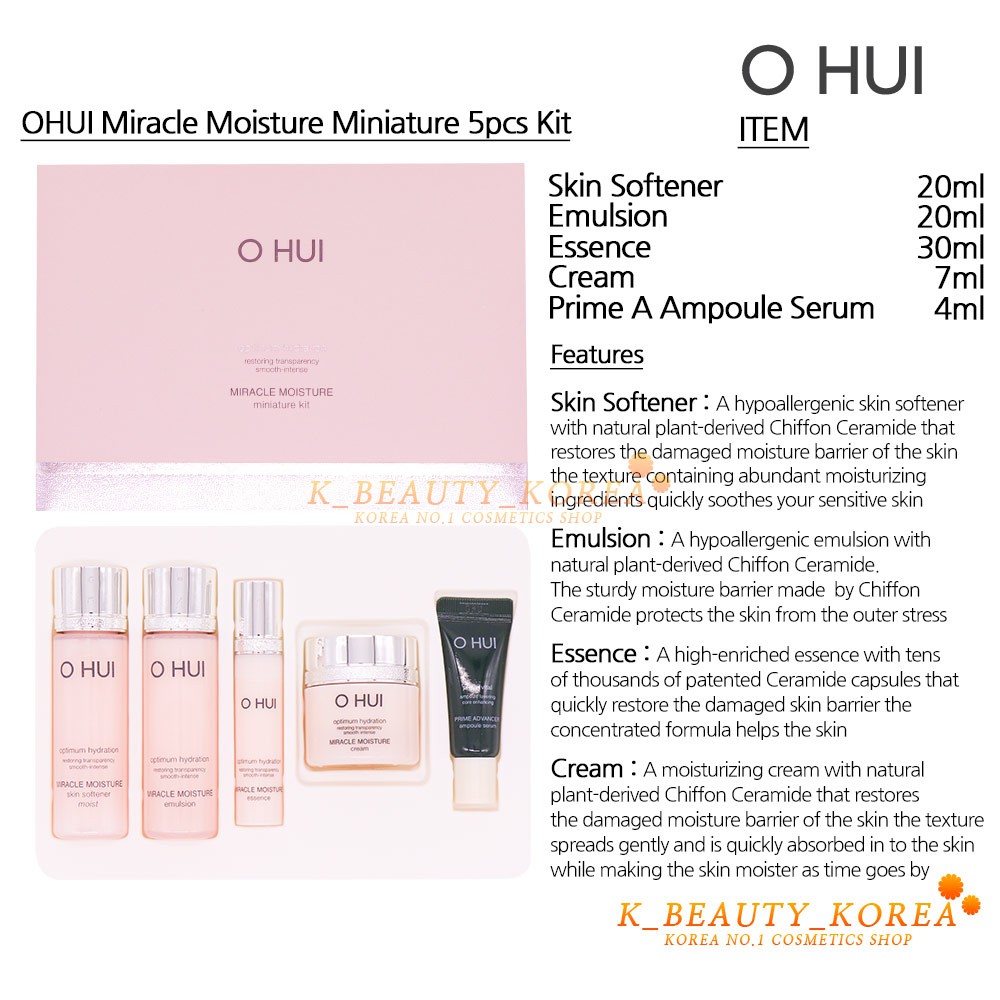 [OHUI] Dưỡng Ẩm Miracle Moisture Miniature 5pcs Kit | BigBuy360 - bigbuy360.vn