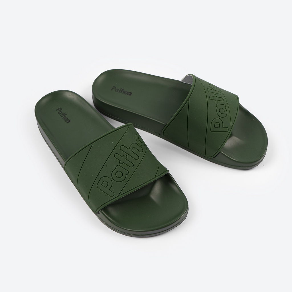 Dép nam nữ quai ngang slipper Pathon quai PVC và đế PU xanh lá in chữ Pathon mẫu 4 SD58