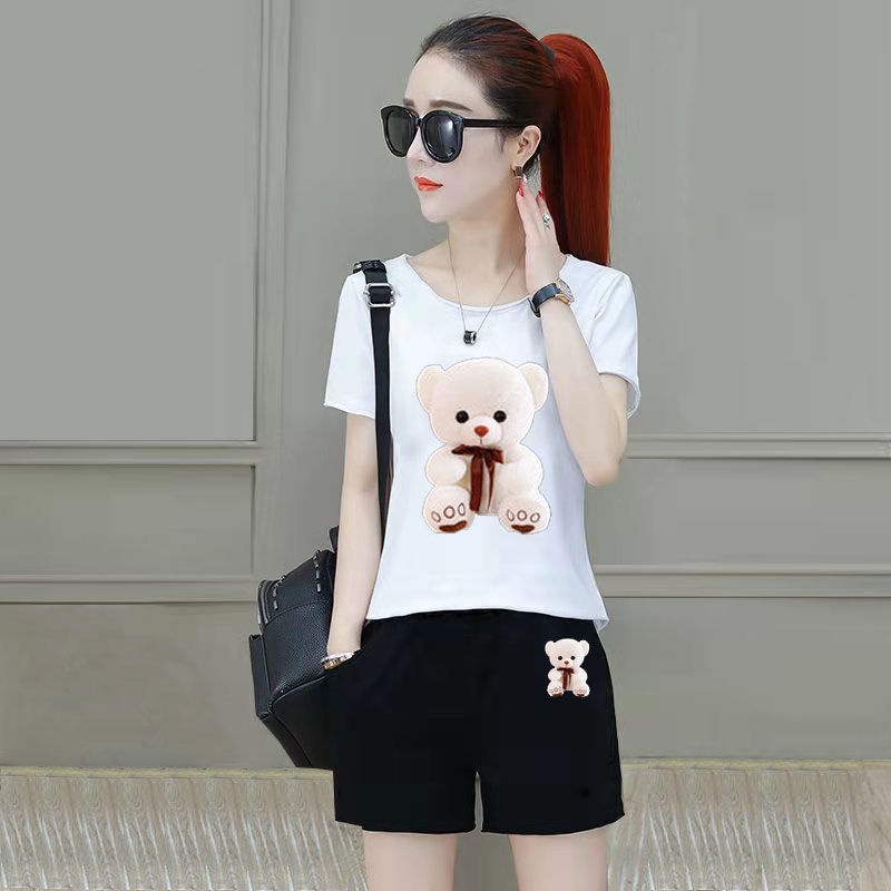 One-piece / suit fashion leisure women's summer wear 2022 new Korean version of loose short-sleeved shorts two-piece set