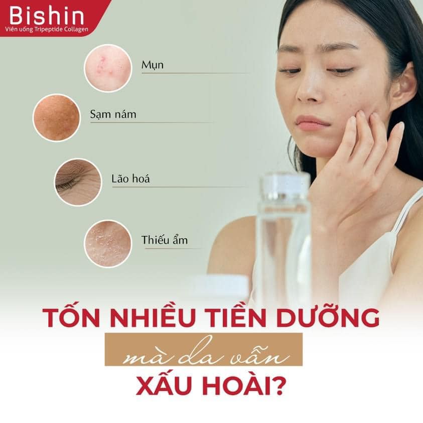 Collagen Bishin Tripeptide trắng da mờ nám giúp trẻ hóa,săn trắc,đàn hồi,tươi trẻ da,giảm nếp nhăn da - Nhật Bản