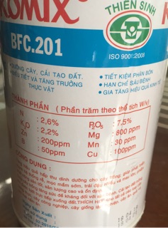 Phân bón lá KOMIX BFC.201 cho cây trồng.