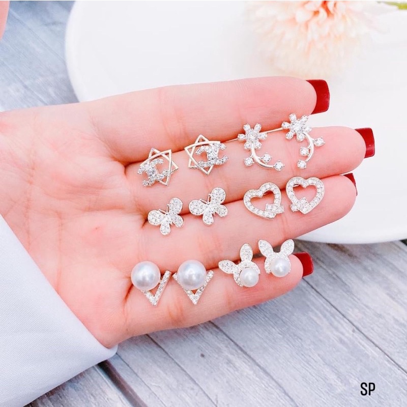 Bông tai bạc nữ,khuyên tai đồng giá 85k 1 đôi, mẫu mã đa dạng xinh xắn, tha hồ ngắm-Bạc Ngọc Anh