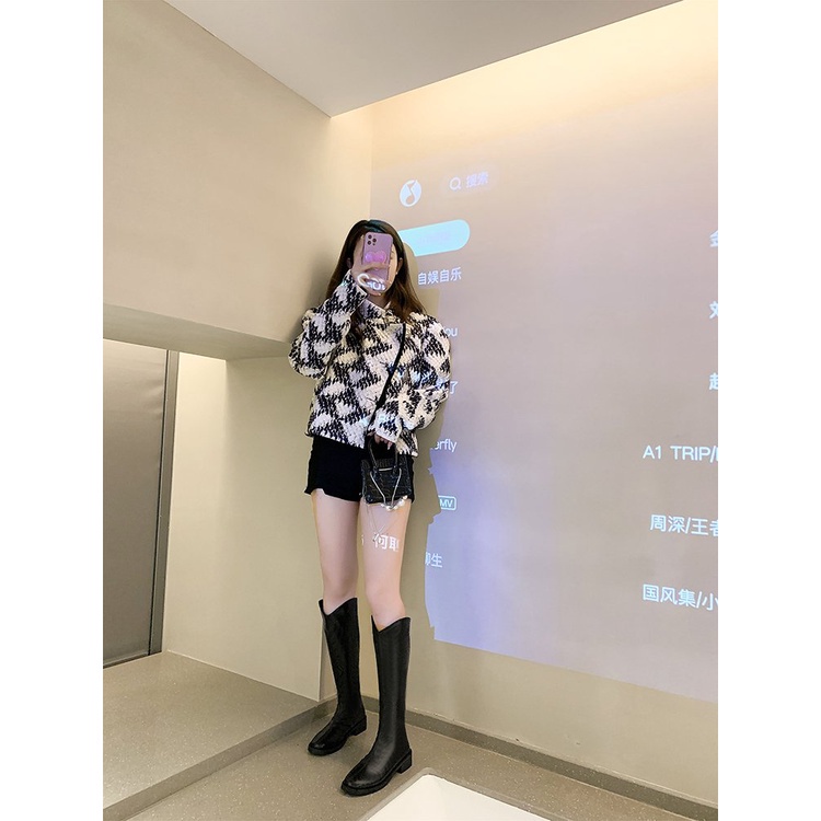 Giày bốt cổ cao mũi tròn phối dây kéo thời trang sành điệu cho nữ | BigBuy360 - bigbuy360.vn