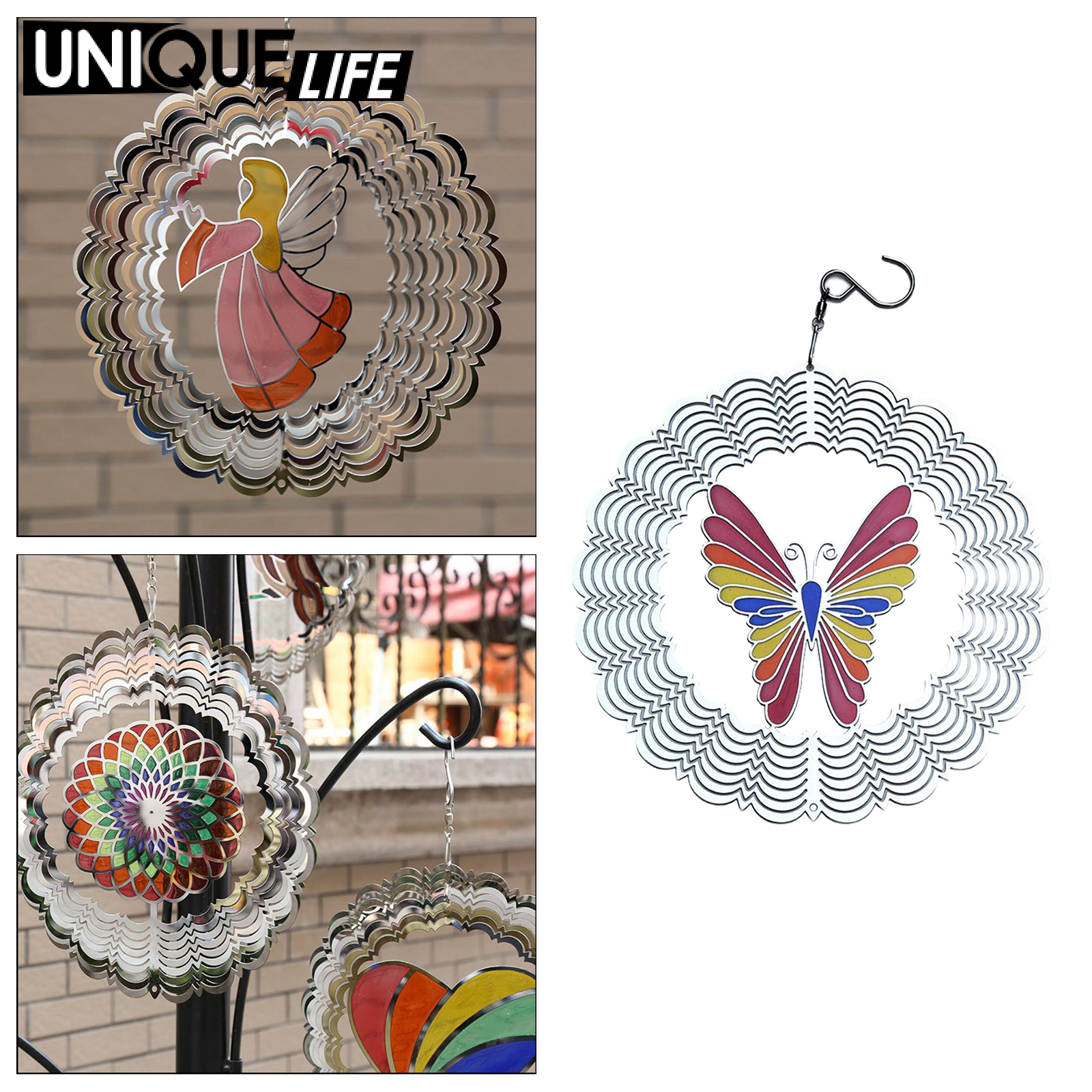 [Unique Life]Wind Spinner Church Porch Yard Wind Chimes Hanging Art Decoration Ornament Style