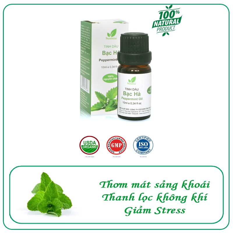 Tinh dầu bạc hà Susinia 10ml 100% nguyên chất tự nhiên