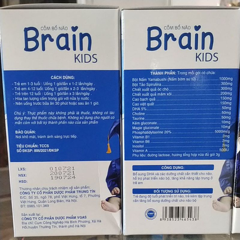 Combo 2hộp Cốm bổ não Brain Kids  DHA thông minh ở trẻ sơ sinh trẻ nhỏ