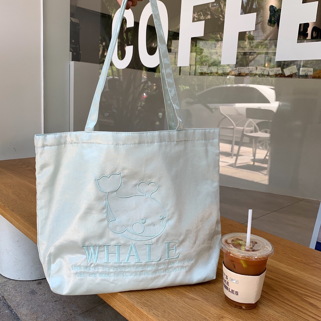 Túi Xách Tote Vải Thêu Đính Ngọc Trai Cỡ Lớn Thời Trang Sang Trọng