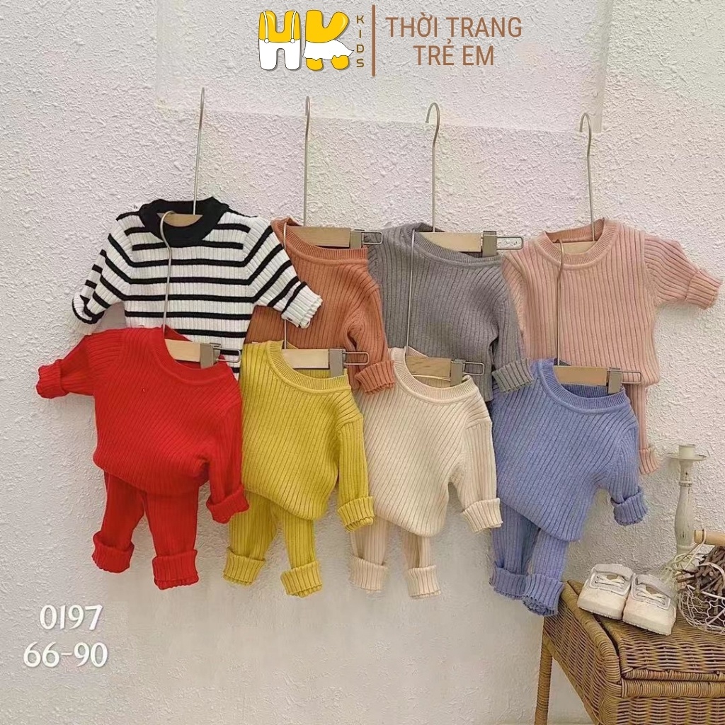 Bộ len cạp cao cho bé trai và gái từ 0-3 tuổi, chất len cao cấp mềm mịn đanh lì, nhiều màu sắc - HK KIDS (mã 0197)