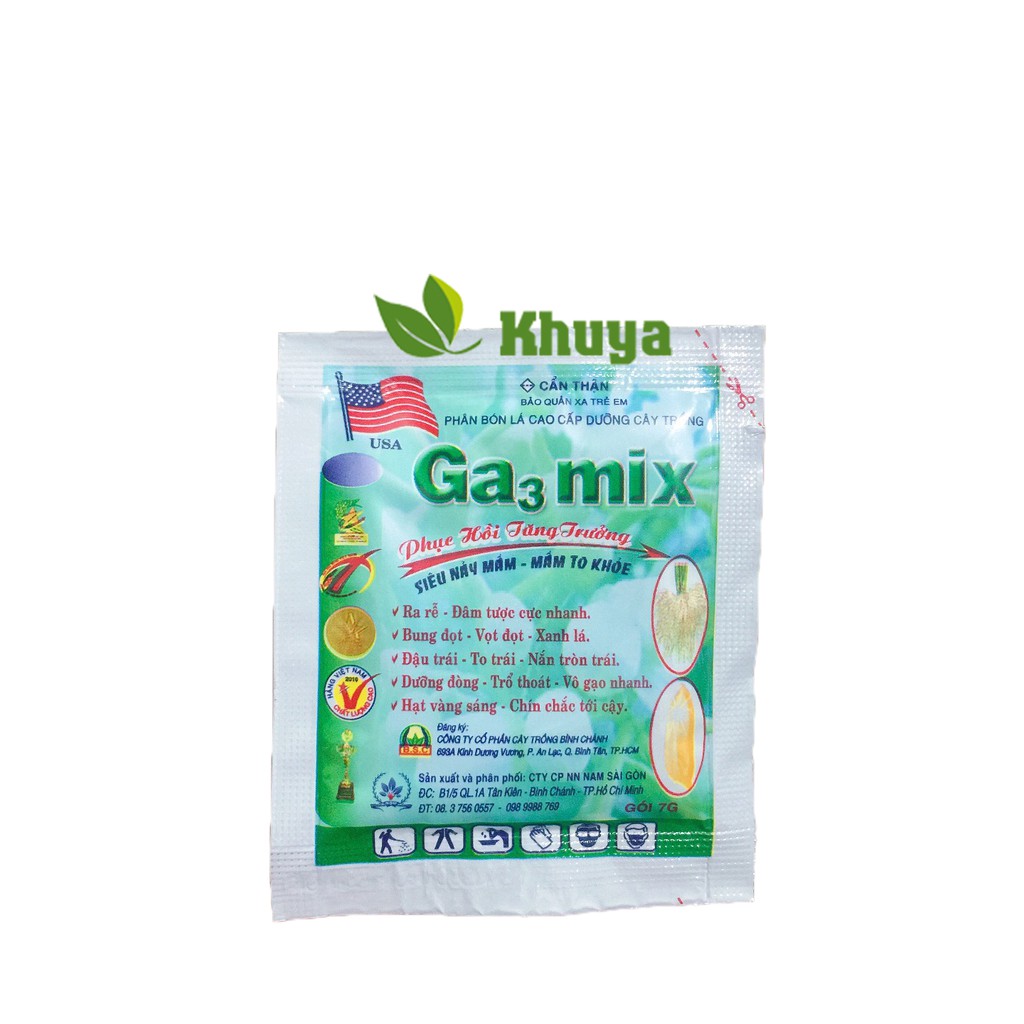 Phân bón lá dưỡng cây trồng Ga3 Mix 10gr Phục hồi tăng trưởng cây