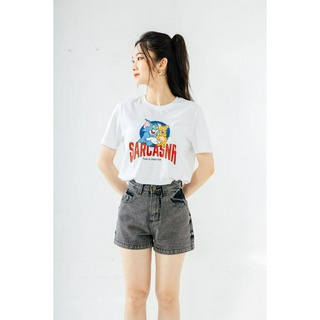 Quần short jean mài ghi