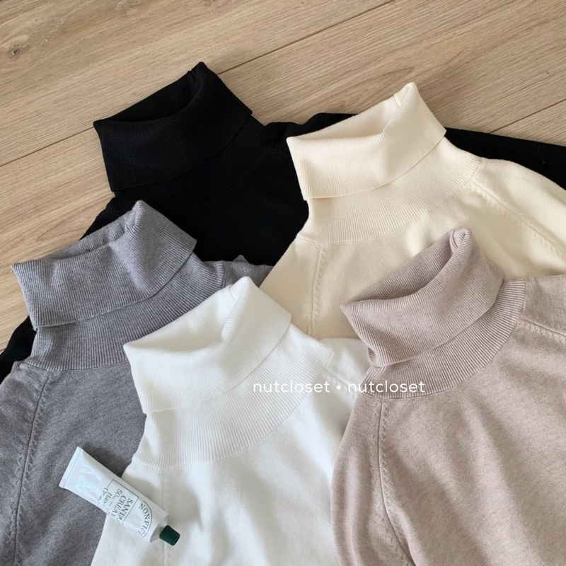 Áo len cổ lọ trước ngắn sau dài _ A0314
