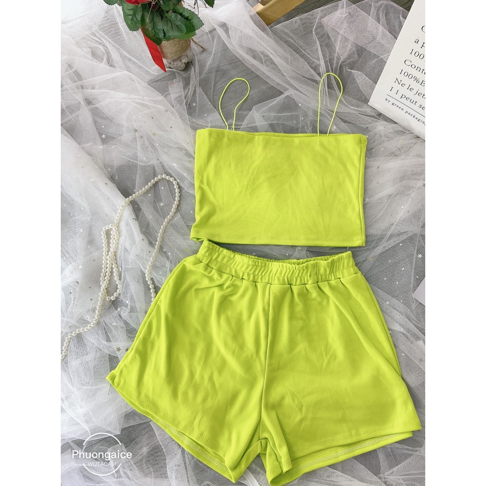 Đồ bộ đùi nữ 2 dây mặc nhà, bộ thun mùa hè chất borip mát mẻ- Phuongaliceshop