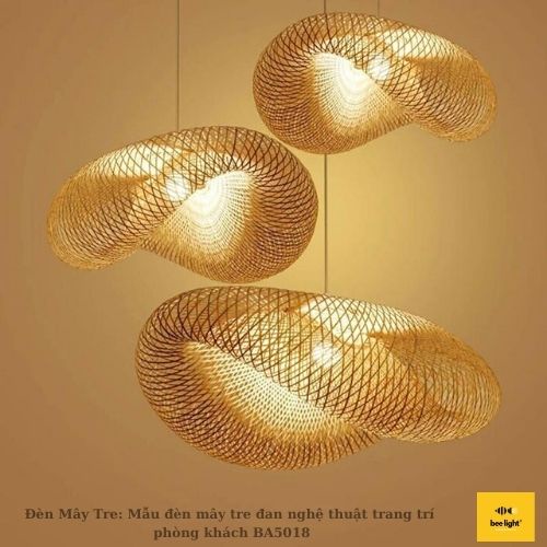 Đèn Mây Tre: Mẫu đèn mây tre đan nghệ thuật trang trí phòng khách BA5018 Bee Light