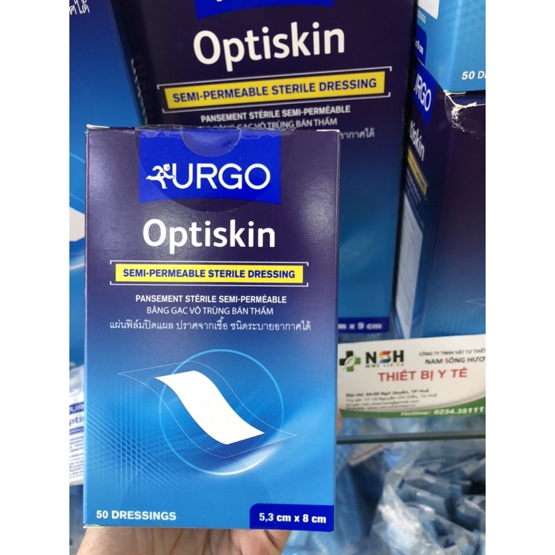 BĂNG KEO DÁN Y TẾ CÓ KÈM GẠC VÔ TRÙNG CHỐNG KHÔNG THẤM NƯỚC URGO OPTISKIN HÀNG THÁI LAN Kích thước 53mm x 80mm