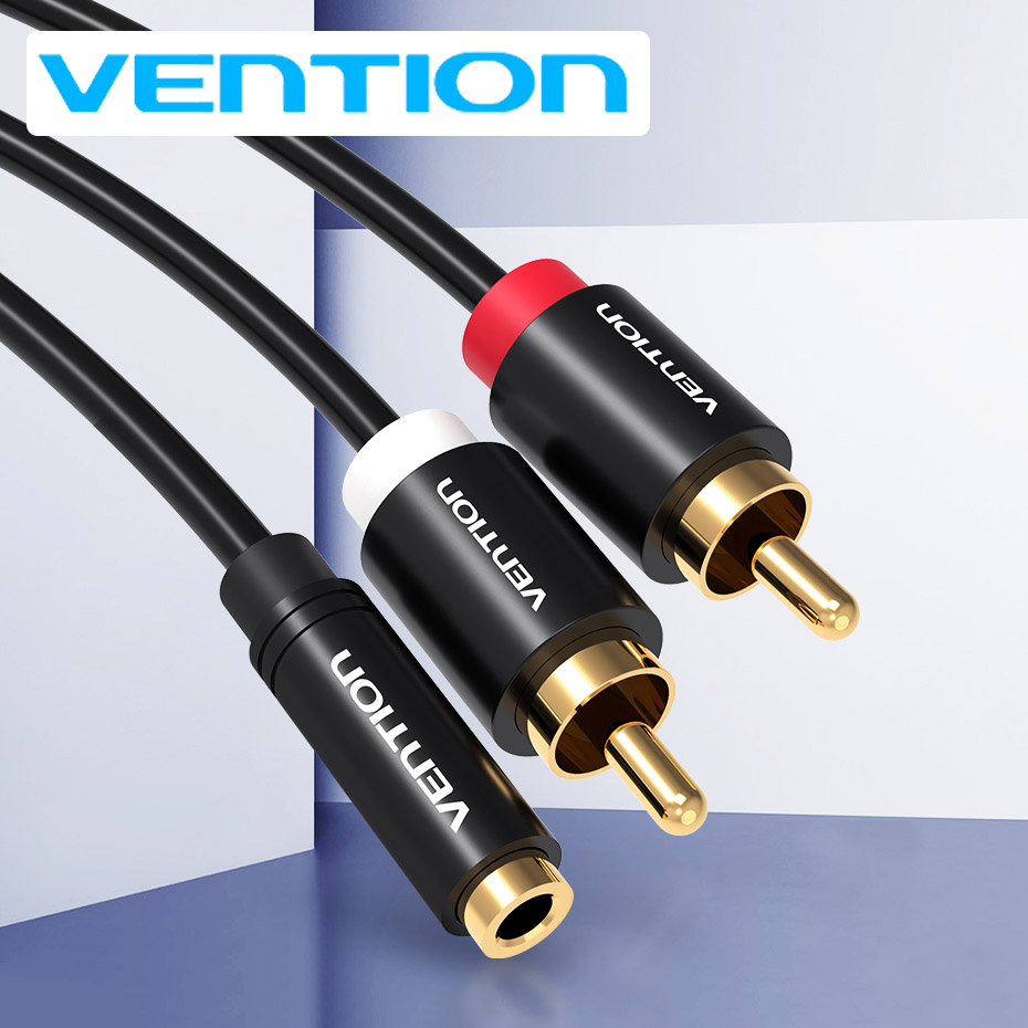 Cáp âm thanh nam Vention Nữ 3,5 mm sang 2RCA Cáp âm thanh RCA Jack Splitter Y Cable