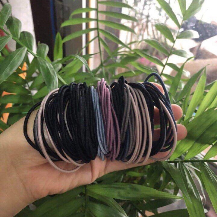 Sét 100 dây chun buộc tóc kèm hộp đựng