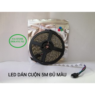 Bộ đèn LED dán cuộn 5M đủ màu / vàng / trắng có remote & bộ nguồn
