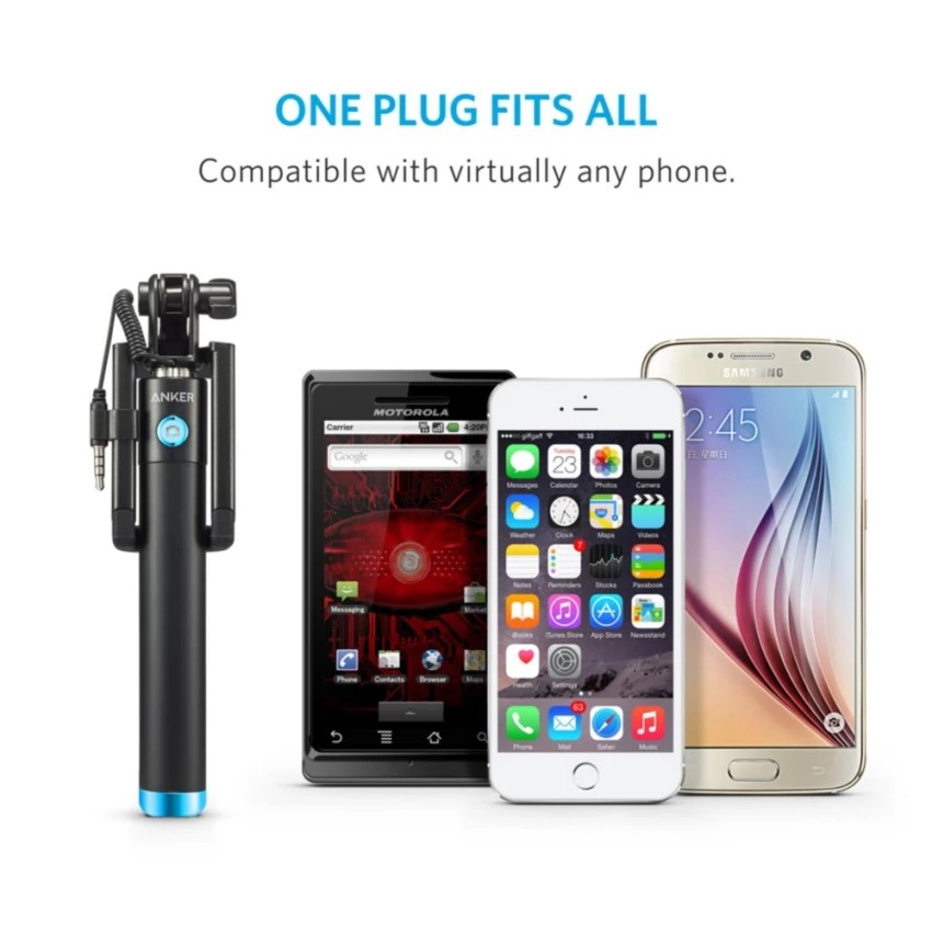 [Freeship toàn quốc từ 50k] Gậy chụp hình ANKER Selfie Stick Wired Monopod (Đen)