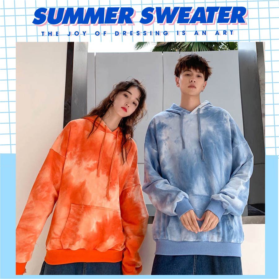 Áo hoodie nam nữ loang màu unisex, chất nỉ bông form rộng trẻ trung phong cách sweater