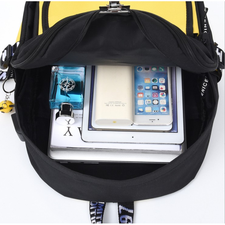 Balo nam nữ đi học thời trang Hót - Balo Pikachu hình dễ thương TẶNG móc khóa PIKACHU, cáp USB, Lỗ cáp tai nghe - BL130