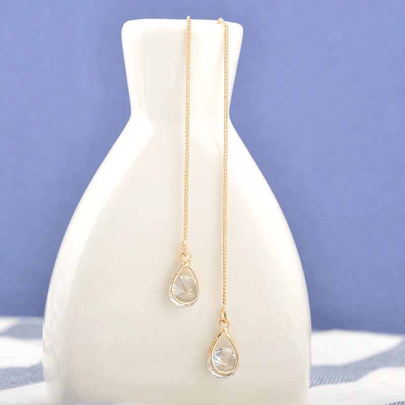 Bông tai dáng dài đính đá Zircon