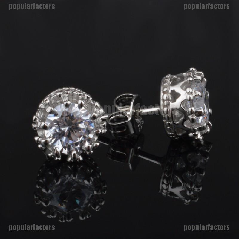 Khuyên Tai Tròn Mạ Bạc Đính Đá Zircon