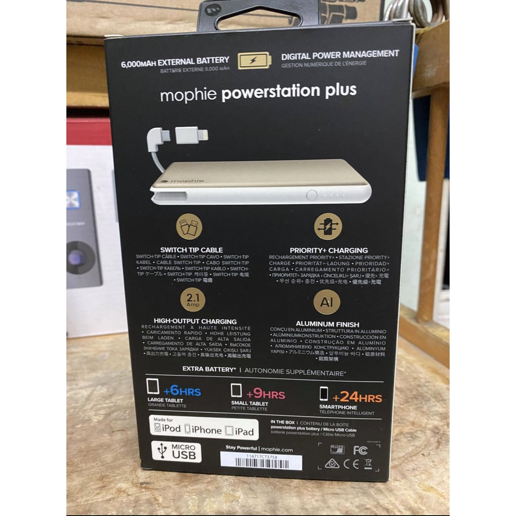 Sạc Dự Phòng Mophie powerstation plus 6000mah chính hãng - BH 12 tháng