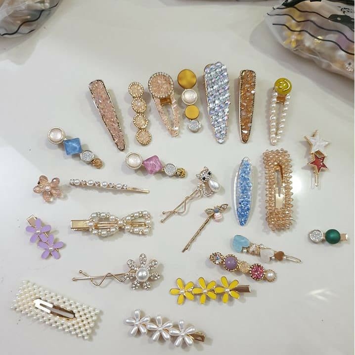 Set 25 kẹp tóc đính đá nhiều hình