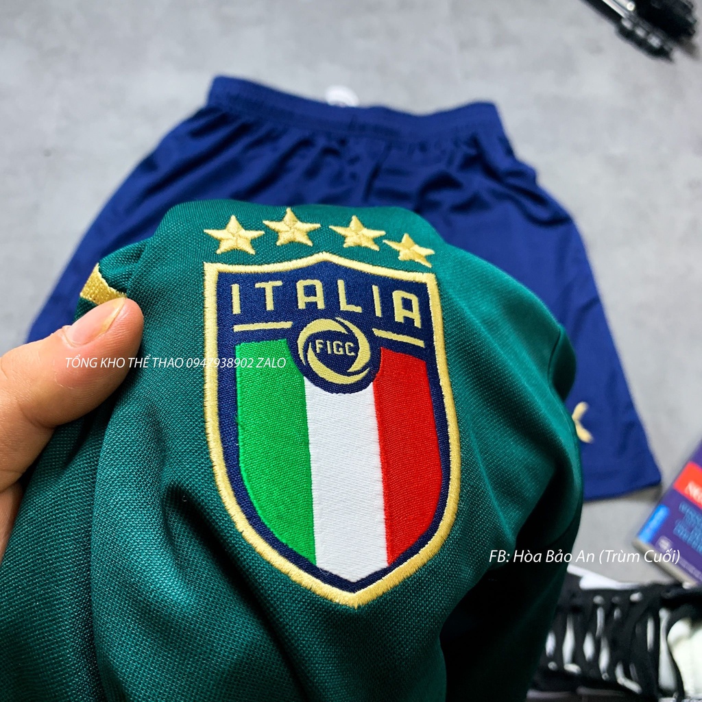 Set Bộ Thể Thao Nam Quần Áo Bóng Đá Đội Tuyển Italia Màu Xanh mới 2022 - Vải thái Chuẩn ÁO Thi Đấu - Áo Bóng Đá