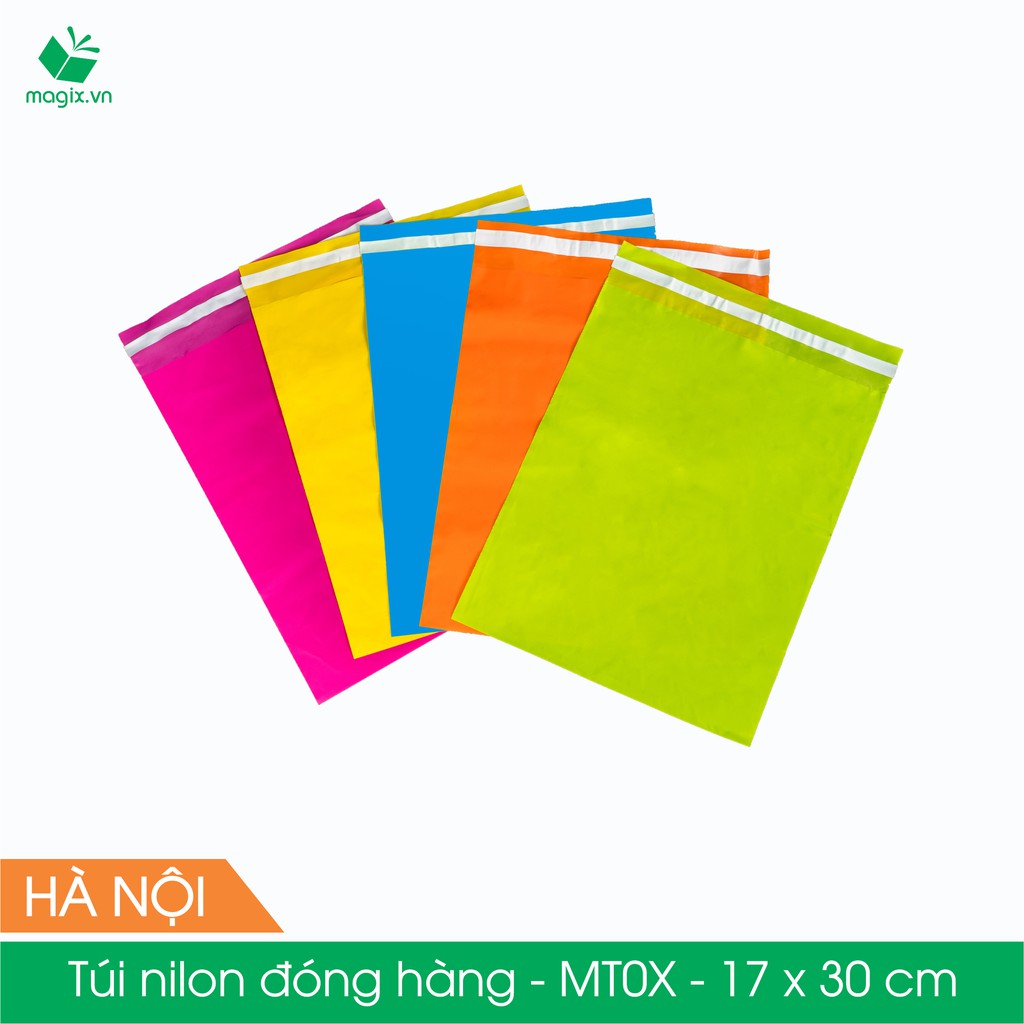 MT0X - 17x30 cm - Túi nilon gói hàng - 100 túi niêm phong đóng hàng màu xanh lá mạ