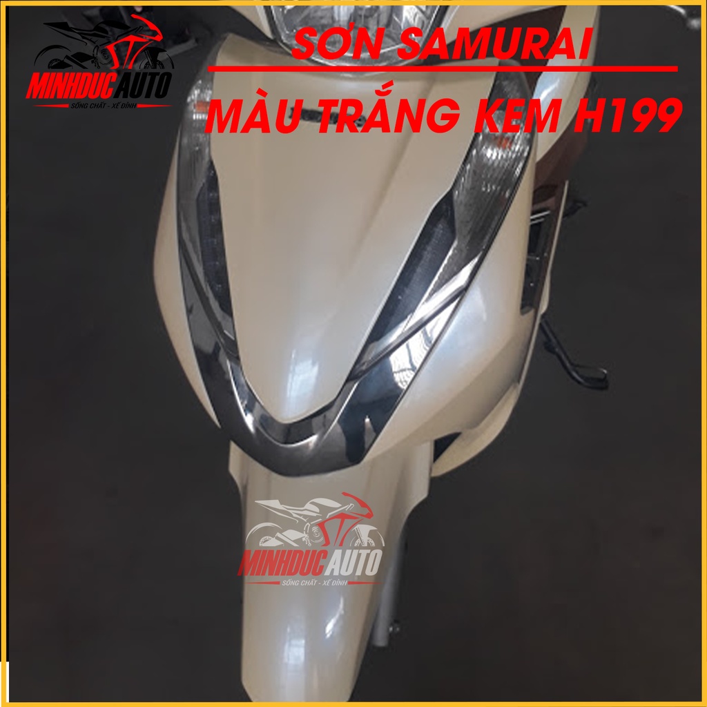 Sơn Samurai màu trắng kem H199 - chai sơn xịt chuyên dụng dành cho sơn xe máy