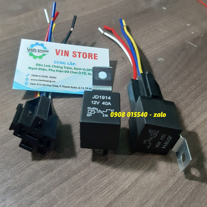 (Relay) Rơ le 5 chân và đuôi cắm 12V 40A chống thấm nước cho xe hơi