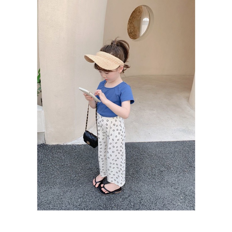 [Babycat] Hàng Có Sẵn Quần Ống Rộng Bằng Lụa Lạnh Phong Cách Hàn Nhật Mùa Hè Chống Muỗi Phong Cách Phương Tây Dành Cho Bé Gái