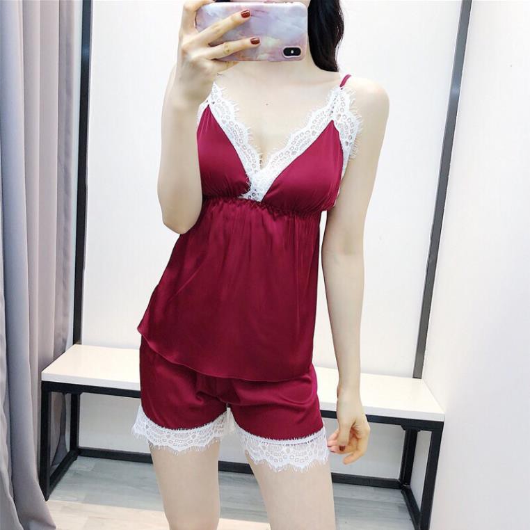 Bộ ngủ đùi viền ren hàng Quảng Châu