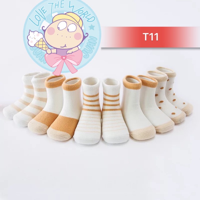 (Mẫu mới 2022) Combo 5 đôi tất Hàn quốc cho bé siêu đáng yêu chất cotton siêu ôm chân không xù không bai