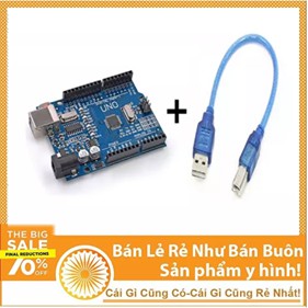 Module arduino UNO R3 chip dán ch340 (board phát triển) Arduino Uno R3 SMD + Tặng kèm Káp USB