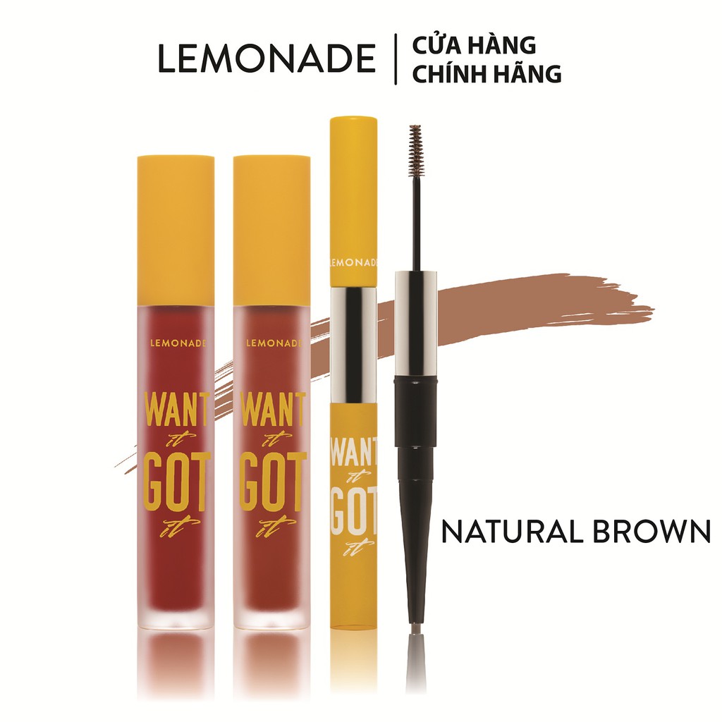 Combo Lemonade Want It Got It 02 son kem lì và 01 chì mày #02NaturalBrown (5g x2 + 2.75g)