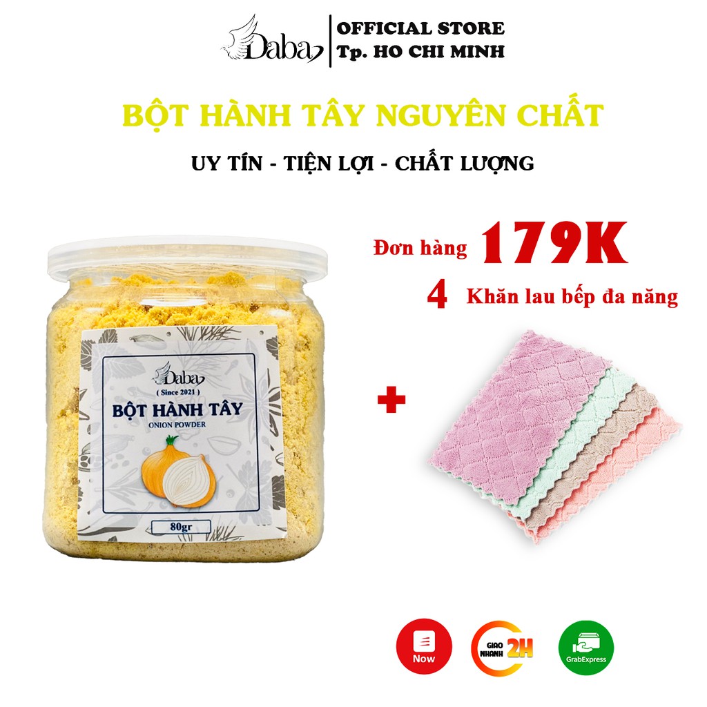 Onion Powder - Bột Hành Tây sấy nguyên chất Daba 80g ướp thịt heo gà bò cừu dê, tạo vị món ăn, bột nêm cho bé ăn dặm