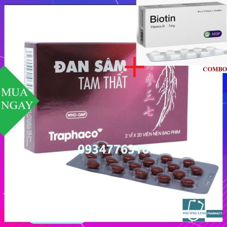 Combo Biotin 5mg+ Đan sâm tam thất Traphaco