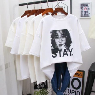 Áo thun cô gái STAY trắng