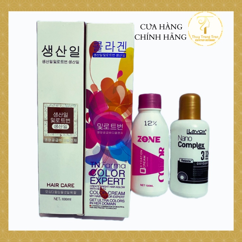 (100% không tẩy) thuốc nhuộm tóc xanh rêu +TẶNG kèm oxy trợ nhuộm