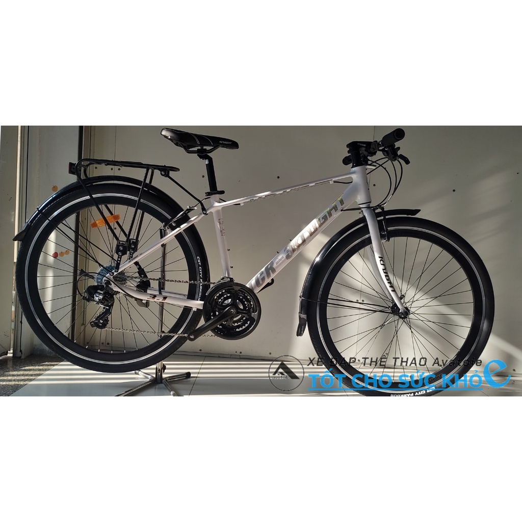 Xe đạp touring knight TCR 3.1, Khung sườn hợp kim nhôm cao cấp, Bộ truyền động SHIMANO Tourney 21 tốc độ, Màu trắng