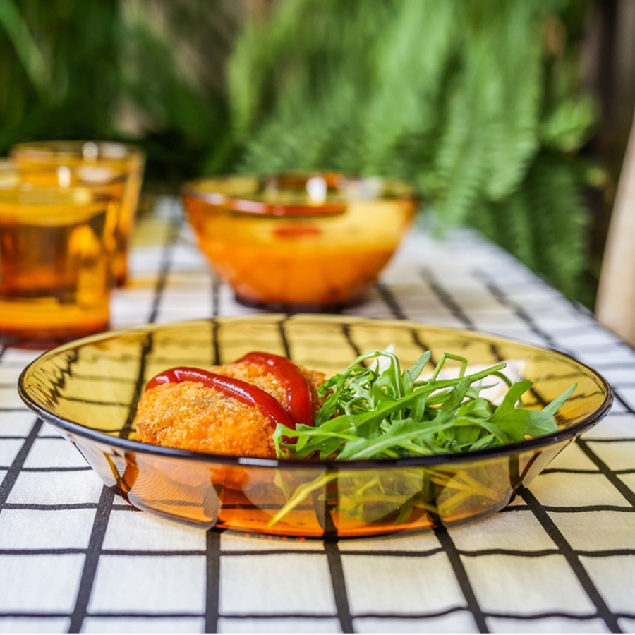 Dĩa Lys Vàng Amber Thủy Tinh Cường Lực Cao Cấp - Hàng Chính Hãng Pháp