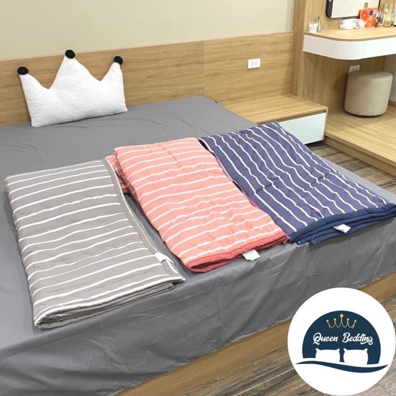 Chăn Hè Thu Cotton Đũi Kẻ Muji Nhật Bản- baophong6886