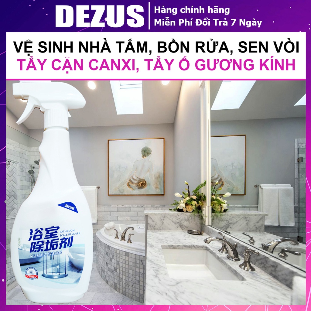 Vệ Sinh Nhà Tắm - Chai Xịt Làm Sạch Vòi Rửa, Sen - Tẩy Cặn Canxi Vách Kính, Gương - Tẩy Trắng Bồn Rửa, Gạch Men