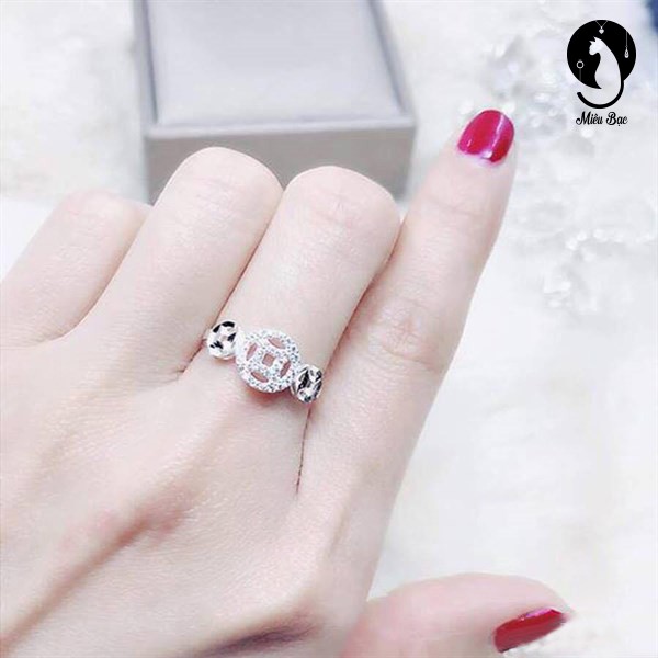 Nhẫn bạc nữ Miêu Bạc Mặt kim tiền trơn trò  bạc s925 Phụ kiện trang sức - N400433