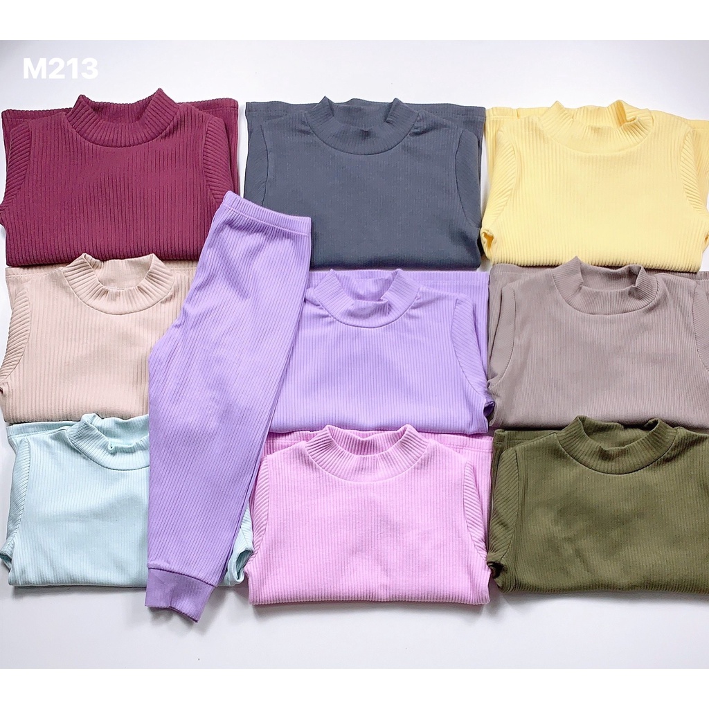 Bộ cotton len gân Mia cổ lọ