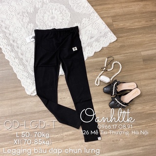 ( 40-70kg) Quần legging bầu mèo có đáp - Quần bầu ôm chân co giãn tốt có chun điều chỉnh