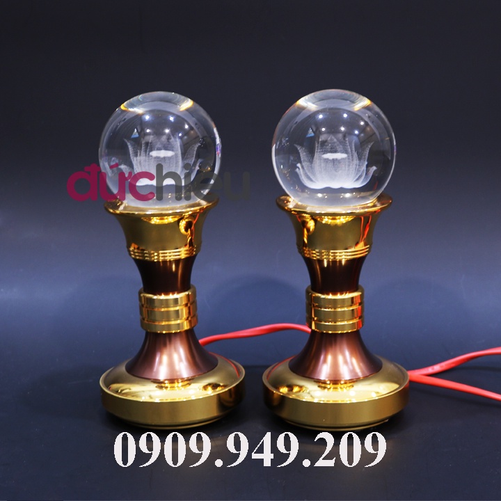 Đèn bàn thờ hoa sen đá pha lê thân kim loại thờ cúng phật đổi 7 màu CS – Đức Hiếu Shop